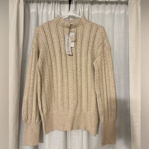 Liz Claiborne Oatmeal Heather Cable Knit Sweater – Size Medium